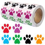 Paw Print Stickers, 2000 Pcs Colorful Dog Paw Labels 1 Inch Self-Adhesive Bear Paws Sticker Label for Crafts Scrapbook Wall Decoration