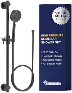 HammerHead Showers® ALL METAL 27.5 Inch Shower Slide Bar Set and Handheld Shower Head with Hose — OIL RUBBED BRONZE — 2.5 GPM High Pressure Spray Wand — Easily Adjust Height & Angle of Handshower