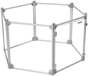 PaWz Pet Clear Playpen 6 Panels, Indoor Outdoor Dog Play Pen 360°Transparent PC Board, Foldable Portable Install-Free Aircraft-Grade Aluminium Frame Pet PlayPens Fence Gate Barrier for Cats,Dogs,Puppy