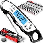 Digital Instant Read Meat Thermometer - Smak Waterproof Kitchen Food Cooking Thermometer with Backlight LCD - Best Super Fast Meat Thermometer Probe for BBQ Grilling Turkey Dark Steel