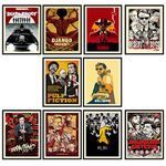 Batuba Design Tarantino Best Movie Posters Set of 10 Prints, 11x14 inc UNFRAMED, Directed by Quentin Tarantino, Pulp Fiction Poster, Djyango Poster, Kill Bill Poster, Movie Wall Art, Movie Poster