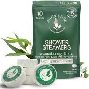 Eucalyptia - Mint Eucalyptus Shower Steamers – 10 Pack Aromatherapy Tablets for Relaxation, Stress Relief, Handmade Natural Essential Oils, Spa Shower Tablets, Perfect Birthday Gifts for Women