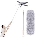 2024 Microfiber Fan Cleaner Ceiling Duster for home cleaning 100 inch Long handle Bendable, Extendable and adjustable dust Remover brush for High roof cobweb Blinds Furniture Fan Mop