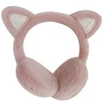 Kids Ear Muffs Girls Winter Earmuffs Pink Warm Fluffy Ear Covers Cute Soft Plush Ear Warmers with Glitter Sequin Cat Ears for Boys Toddlers