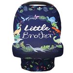 Baby Car Seat Cover for Boys, Little Brother Car Seat Canopy, Multiuse Nursing Covers, Dinosaur Theme Infant Carrier Cover Summer, Breastfeeding Scarf Newborn, Ultra-Soft Breathable