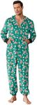 Ekouaer Mens Onesie Christmas Hoodie Fleece One Piece Pajamas Zipper Up Flannel Adult Pjs S-XXL Christmas Green M