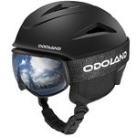 Odoland Ski Helmet, Snowboard Helmet with Ski Goggles for Skiing, Shockproof, Windproof, Safety Snow Sports Helmet and Protective Goggles for Men Women and Youth,Black, S