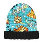 Comic Smoke Clouds Bomber Men Novelty Beanie Hats Bubbles Turquoise Women Winter Knitted Hat