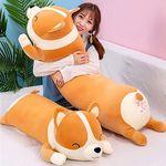 SNOWOLF Shiba Inu Plush Pillow Stuffed Animal Dog 39.4inch Cute Corgi Akita Soft Plush Toy Comfort Cushion Gifts for Girls Boys (Sleeping, 100cm/39.4inch)