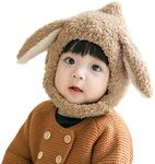 SYGA Wool Unisex-Child Baby Warm Hats Cute Rabbit Ears Style Head Hooded For Winter (1-2 Years, Khaki), Free Size