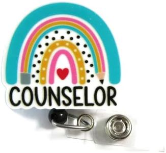 Counselor Badge Reel, Retractable Counselor Rainbow Badge Reel, Cute School Counselor Badge Holder, Counselor Gift, CNS Week Gifts