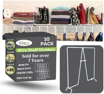 Evelots Wire Shelf Dividers-10 Pack-Closet Storage & Organization for Office/Pantry/Garage-Shelf Separator-Easy Clip-No Tool-Plastic Coated Steel