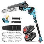 Seesii PS810 2-in-1 Cordless Pole Saw & Mini Chainsaw, 8-inch Electric Saw Brushless with 2 * 4.0Ah Battery, 16-Foot MAX, Chain Saw with Extension Pole for Wood Cutting Trimming Branch