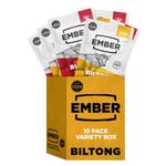 Ember Snacks: Biltong Beef Jerky - Multipack with Original & Chilli Flavours (10 x 25g) / Protein Keto Snacks - On The Go Snack - from British and Irish Meat [Weight May Vary Between 25G and 28G]