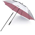 G4Free Vented UV Golf/Beach Umbrella 68" Arc, Auto Open Oversize Extra Large Windproof Sun Shade Rain Umbrellas(Silver/Pink)