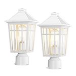 Darkaway Outdoor Post Lights Lamp Post Light Fixture, Waterproof Aluminum Housing with Glass, Fence Post Deck Lighting for Garden, Patio, Pathway (2 Pack, White)