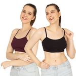 Elegraze ComfyLegance Sports Premium Dual Layered Bra for Girls and Women (Combo Pack of 02) (B, Black, Wine, 38)