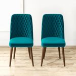 RM Home Currency Dining Chair Set of 2 Pees for Living Room Bedroom Restuarant Brown Matte Finish Legs one Year Warranty (Teal) Pre-Assembled