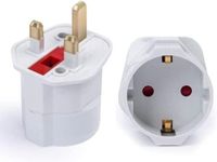 European to UK Plug Adaptor, Travel Adapter Eu to UK Plug Adapter 2 Pin to 3 Pin Plug Adapter for Converter from France, Italy,Spain,Germany to UK(1pack) white