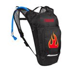 CamelBak Mini M.U.L.E. Kids Hydration Backpack for Hiking and Biking - 50oz, Black/Flames