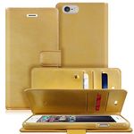 Goospery Mansoor Wallet for Apple iPhone 6S Plus Case (2015) iPhone 6 Plus Case (2014) Double Sided Card Holder Flip Cover (Gold) IP6P-MAN-GLD