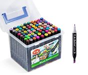 TOUCH COOL Dual Tip Colorful Art Pens for Manga Anime Illustrations & Fashion Designing (Pack of 80 Unique Color, Black Body)