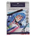 Faber-Castell Creative Studio Mixed Media Pad, A4, Spiral Bound Paper, 250 GSM, 30 Sheets, For All Media, Acrylic, Watercolour Paint And Pencils, Pastel, Charcoal, Graphite, Art, Craft, Home, School