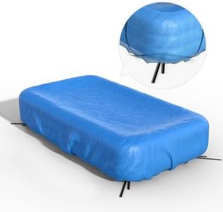 Reinmoson Inflatable Pool Cover Fits Pool Under 130" L x 72" W, 20s Easy Set, Built-in Elastic & Adjustable Cord Rectangle Kiddie Swimming Pool Cover for Metal Frame Pool and Blow Up Pool