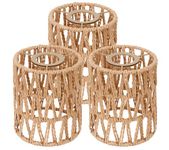 3 Pack Rattan Lamp Shade, Retro Small Wicker Lamp Shade Replacement, 6in Height, 4.9in Diameter, Woven Lampshade for Floor Lamps, Pendant Light, Chandelier, Desk lamp, Wall Sconces Light Fixture