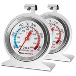 ThermoPro 2-Pack Oven Thermometer, 50-300°C/100-600°F Instant Read, Analog, Silver, 2 Pack