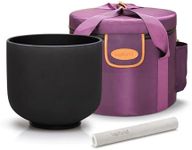 Topfund Black, C Note, Root Chakra Crystal Singing Bowl, 20.3 cm Bowl with Artificial Leather Carrying Case and Singing Bowl Mallet, Suede Striker