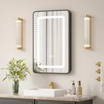 16x24 LED Medicine Cabinet with Mirror, Lighted Mirror Cabinet for Bathroom with Dimmable 3-Color Lights, Anti-Fog with HD Tempered Glass,Recessed or Wall Mount Medicine Cabinet with Lights