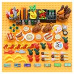 BrickBounty City-Food Bricks Set, Picnic Toys Kitchen Fram Restaurant DIY Pieces Parts Ice-Cream-Cupcakes Turkey-Banana-Carrot-Bread Basket Fish.