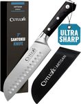 Cutluxe Santoku Knife – 7" Chopping Knife, Vegetable Knife – Forged High Carbon German Steel, Sheath Included, Full Tang, Razor Sharp, Ergonomic Handle Design – Artisan Series