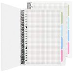 MyLifeUNIT Graph Paper Notebook, Grid Paper Notebook with Loose Leaf Binder and Divider, A5 60Sheets 100gsm (2 Pack)