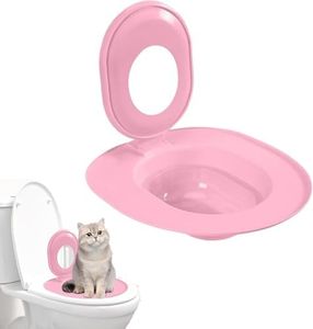Cat Toilet Seat Training Kit - Universals Reusable CatToilet Trainer, Easy to Install Removable, CatLitter Tray Kit Kitty Potty Train System, Train Your Cat to Use The Toilet, Pet Cleaning (Pink)