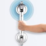 DAREN MEDICAL 𝗨𝗽𝗴𝗿𝗮𝗱𝗲𝗱 Suction Cup Grab Bars for Bathtubs and Bathroom, Tool Free Shower Handle, Grab Handle for Elderly Suction with Indicators, Shower Grab Bar for Seniors, Heavy Duty,Sliver