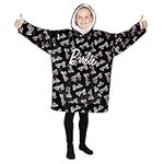 Barbie Girls Oversized Blanket Hoodie, Sherpa Fleece Hooded Blanket (Black)