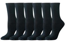 Amazon Essentials Women's 6-Pack Casual Crew Sock, Black, 8 to 12