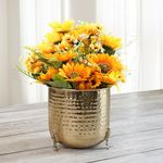 BEHOMA Metal Hammered Planter for Home Decor | Decoratives for Indoor Outdoor Balcony Living Room | Table Decorative Plant Pot for Gifting | Golden (Plant not Included)