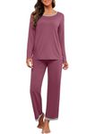 PrinStory Women's Pajama Set Long Sleeve Sleepwear Ladies Soft Pjs Lounge Set