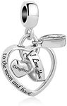 KunBead Silver Mother Daughter Birthday Cheap Love Jewelry Engraved Dangle Bead Charms for Bracelets