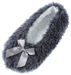 Atania Ladies Ballet Style Plush Slipper Socks Grey S/M