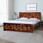 MoonWooden Solid Sheesham Wood King Size Bed Without Storage for Living Room Bedroom Home Wooden Double Bed Cot Bed palang Furniture (Honey Finish)