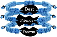 Vivaday 3-Pack Best Friend Forever Bracelet Set - Braided Rope Heart Puzzle Charms, Engraved Matching Friendship Jewelry for BFFs Men Women, adjustable, Polyester, no gemstone