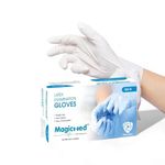 MAGICMED Latex Powdered Examination Disposable Hand Gloves - Medium, White, Pack of 100 | Natural White Latex, Eco-Friendly, Durable, 100-Pack, for Medical, Kitchen, Household Use