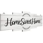 Jetec Home Sweet Home Sign, Rustic Wood Home Wall Decor, Large Farmhouse Home Sign Plaque Wall Hanging Wooden Sign for Bedroom, Living Room, Wall, Wedding Decor (White)