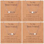 CheersLife 4 Pcs Friendship Necklaces Best Friend BFF Long Distance Matching Heart Necklace Jewelry Gift for Women Girls Boys Daughters Sisters Birthday