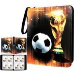 Trading Card Binder 400 Pockets, Soccer Card Binder Holder with 50 Removable Sleeves Fits 400 Sport Cards, Soccer Card Collector Album with Zipper Storage Display Case