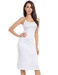 MANCYFIT Full Slip Dress for Women Spaghetti Strap Under Cami Slit Soft Sleeveless Nightgowns White Medium